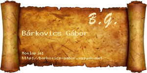 Bárkovics Gábor névjegykártya